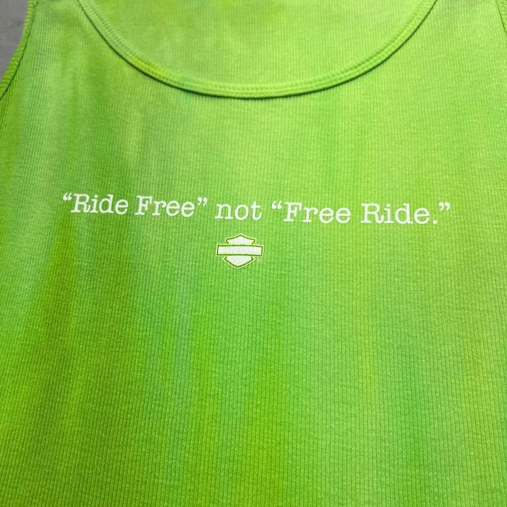 Harley Davidson Tank Top Green Ride Free Not Free Ride - Picture 10 of 10